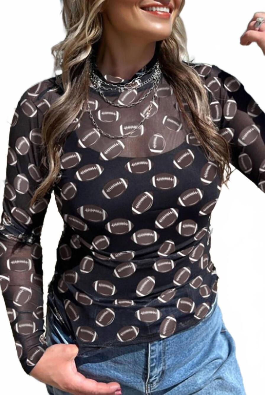NEW LEGEND OR LIES game day football mesh sheer top in black
